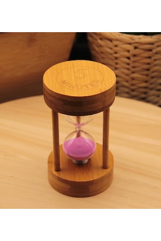 Ahşap Bambu Kum Saati 5 Dakika - Pembe