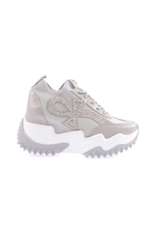 Dgn Z3 23y Kadin Mega Kalin Taban Silver Taşli Sneakers Ayakkabi Gri