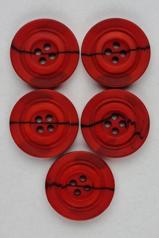 Büyük Boy Akrilik Yuvarlak Desenli Kırmızı Kaban Çeket Hırka Yelek Düğmesi 5 Adet