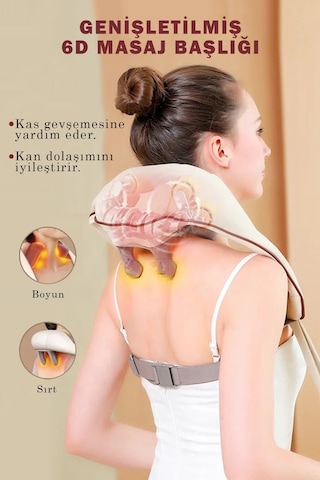 Ovmalı Ve Isıtmalı Masaj Aleti Boyun Sırt Bel Boyun Bej