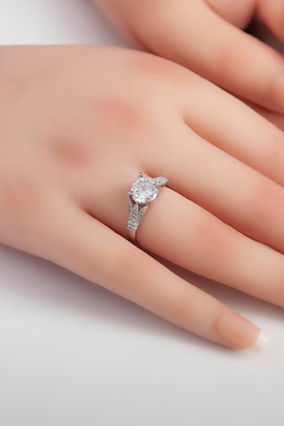 Zirkon Taşlı Rodyumlu 925 Ayar Gümüş Bayan Yüzük -7981