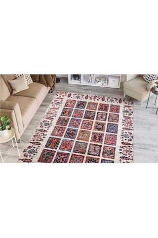 Piksel Halı Beyaz Patchwork Dijital Baskı Halı Çok Renkli