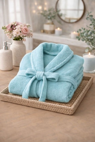 Premium Pamuklu Unisex Bornoz - Yumuşak Dokulu Hızlı Kuruyan Canlı Renkli Bornoz Mint