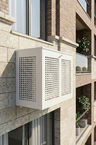 Klima Motoru/dış Ünite Gizleme/koruma Kafesi M 18000 Btu - 24000 Btu 110x56x85 H Square Beyaz