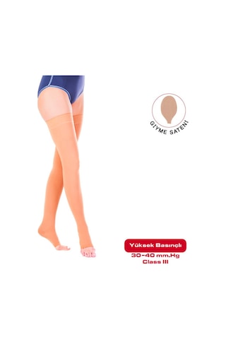 Diz Üstü Varis Çorabı Açık Burun Yüksek Basınç 30-40 Variteks 901 (236482922) Ten Rengi CCL3 4XL Açık Uzun