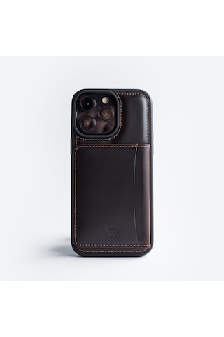 Back Wallet Apple Uyumlu iPhone 14 Kahverengi Koyu