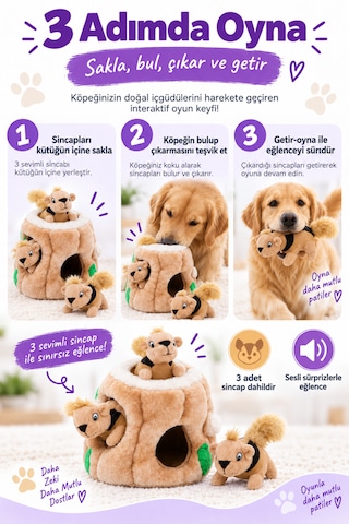 Outward Hound Hide A Squirrel Small Sincap Yuvası Peluş Köpek Zeka Oyuncağı