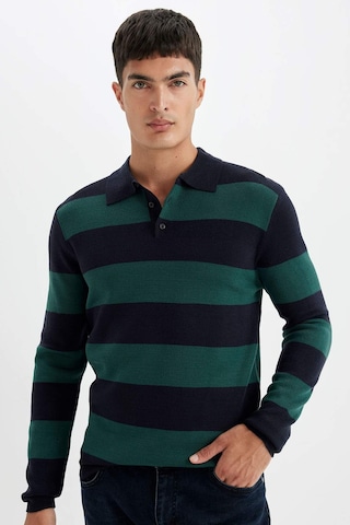 DeFacto Standart Fit Normal Kesim Çizgili Polo Yaka Triko Kazak Y4194AZ24WNGN852