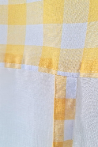 Naturel Potlu Ekose Tül Perde Retro Sarı