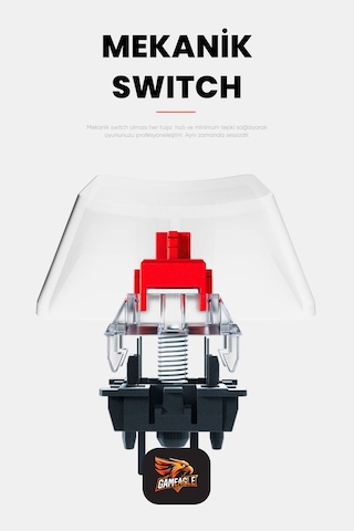 Strike Plus Mekanik Red Switch Klavye Hot Swap Anti Ghosting Türkçe Örgü Kablo Oyuncu Klavyesi Siyah