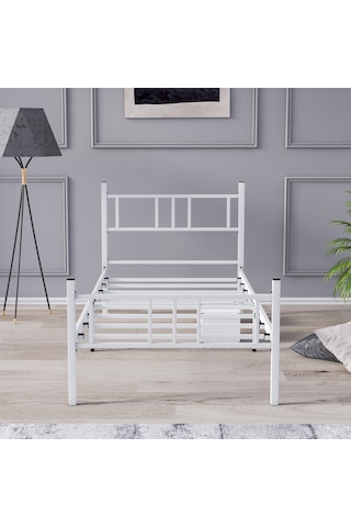 Metal Karyola, Akın Metal Karyola, 90x200 Cm Beyaz, Ferforje Karyola