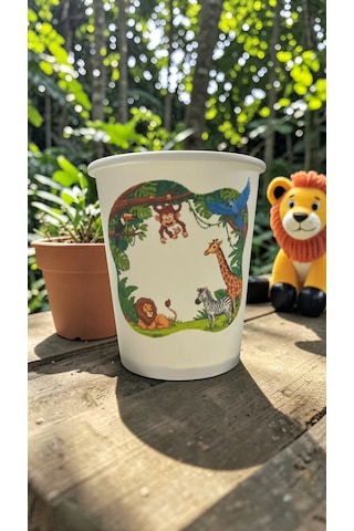 Hayvan-orman-amazon-zoo Doğumgünü Parti Temalı Tek Kullanımlık 7 Oz 100 Adet Karton Bardak