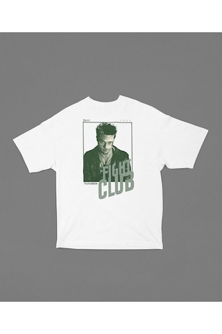 Fight Club 1999 Tyler Durden Baskılı Unisex Tişört, Oversize Film Beyaz