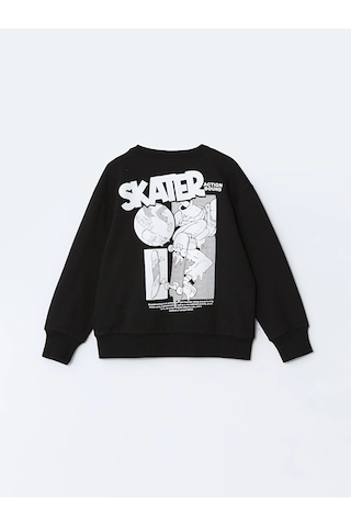 LC Waikiki Lcw Kids Siyah Bisiklet Yaka Erkek Çocuk Sweatshirt New Blakız Çocuk