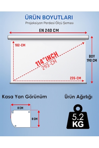 Gölge Stor Şarjlı En 240 Cm Boy 190 Cm Yeni Akıllı Kumaş Teknolojisi Işık Geçirmez Projeksiyon Perdesi