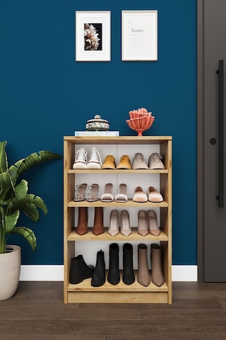 Asra Trend 4 Katlı Açık Raflı Ayakkabılık A-31 %100 MDF Modern Bot Uyumlu Düzenleyici Safir Meşe