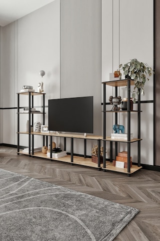 Masivo Tv Sehpa Kitaplık Safir Meşe Meşe