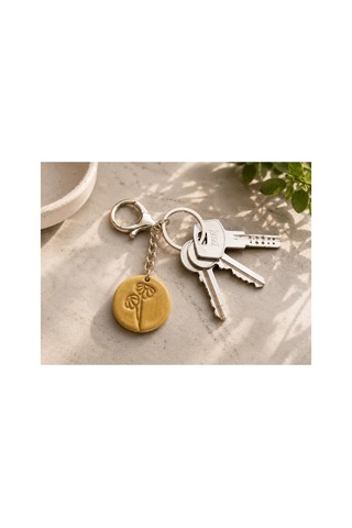 Handmade Polimer Kil Çiçek Gold Anahtarlık El Emeği Dekoratif Anahtarlık