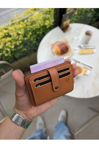 Visso 8600 Hakiki Deri Kartlık Unisex İsme Özel Çanta Kahve Napa