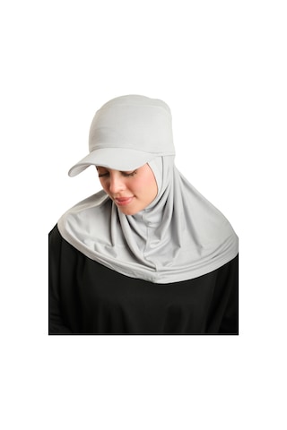 Hürrem Bone Gri Pratik Hazır Geçmeli Şapkalı Tesettür Eşarp Viskon Düz 2513 15 gri