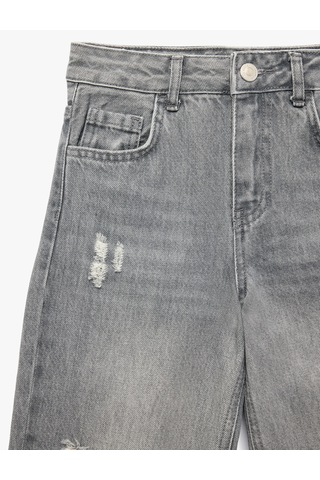 Koton Pamuklu Yıpratılmış Detaylı Balon Form Denim Pantolon Gri 6skg40093ad