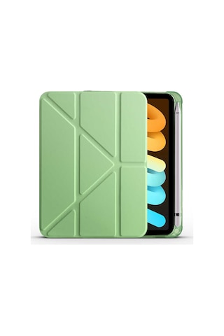 Apple Uyumlu iPad Mini 2021 (6.Nesil) Kılıf Tri Folding Kalem Bölmeli Standlı