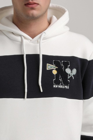 Kapüşonlu Ekru Slim Fit Full-zip Sweatshirt 24fwm64077 Ekru