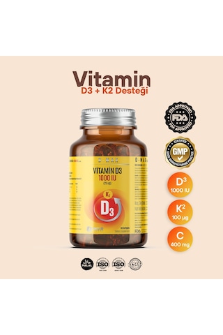 Inmax D-max Vitamin D3 1000 IU + K2 + 30 Soft Jel Kapsül Inmax D-max Vitamin D3 1000 IU + K2 + 30 Soft Jel Kapsül