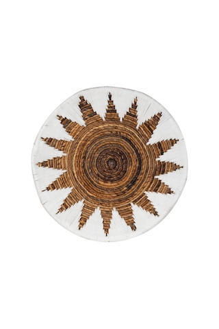 Bohem Hasır Yuvarlak Duvar Dekoru Bambu Ve Makrome İle Yapılan Duvar Süsü 50 Cm X 50 Cm-79