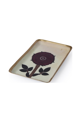 Yargıcı Çiçek Desenli Alüminyum Dikdörtgen Tepsi 15x10x1 Cm 26knhs1028c St