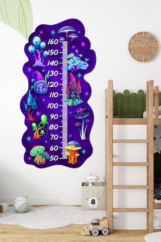Deniz Mantarı Temalı Dekoratif Çocuk Boy Ölçer Sticker Duvar Cetveli Takip Çizelgesi Mor