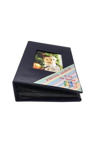 Delux Serisi 4x6 10x15 100'lük Fotoğraf Albüm Lacivert Kare Desenli Ofis Hediyelik