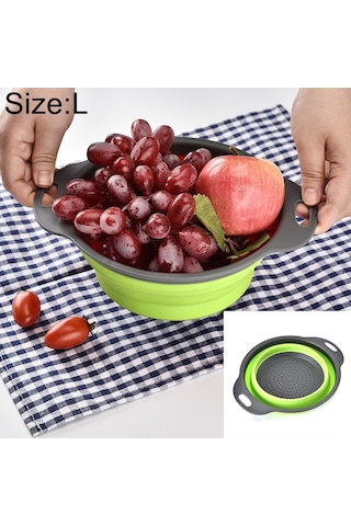 Cbtx Yaratıcı Katlanır Sebze Meyve Depolama Sepeti Organizatör Drenaj Sepeti, L, Boyut: 29.5 23.5 10cm Yeşil