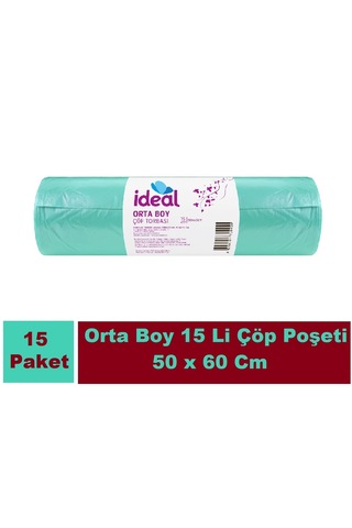 İdeal Çöp Torbası Orta Boy Yeşil 115 x 5'li 50 x 60 CM