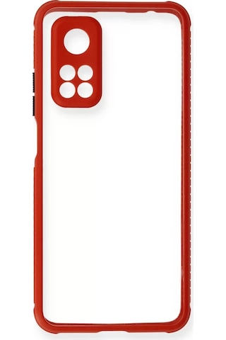 Newface Xiaomi Mi 10t Pro Kılıf Miami Şeffaf Silikon - Kırmızı