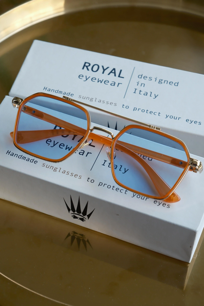 Royal Eyewear Re0039 Turuncu -gold Güneş Gözlüğü Siyah - Mavi