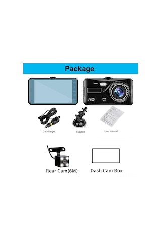 Ranyeek Araç Dvr İki Kamera 1080p Ön-arka, 4.0 İnç Dokunmatik Ekran, Gece Görüşü, G-sensor, Döngü Kaydı, Park Monitörü