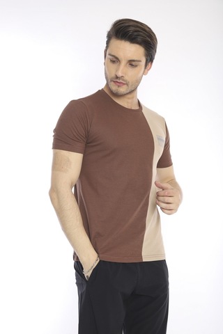 Escetic Erkek Spor, Abd Pike Interlok 1. Kalite Kumaş Kahve Slimfit Bisik