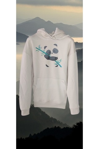 Panda Baskı Tekstil Bambu Panda Sweat Bej