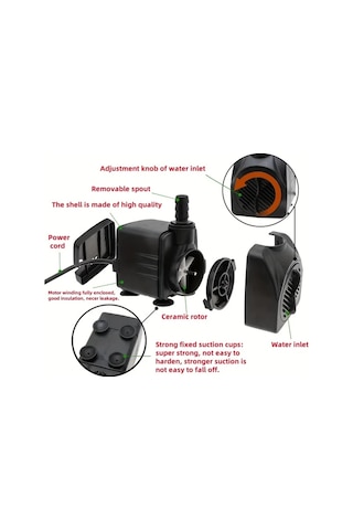 Motion003 1 Adet 25w Cok Fonksiyonlu Yan Emisli Balik Tanki Su Pompasi Sessiz Daldirma Mini Su Pompasi Bahce Ve Akvaryum İcin 1500 2000l S 1pc