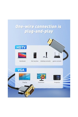 Cr37 Hdmı'dan Vga'ya 1080p 60hz Kablo Ses Ve Görüntü Aktarıcı Ps 3,4,5 2 Metre Vga