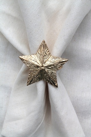 12 Adet Dekoratif Gold Star Nova Peçete Halkası - Napkin Ring