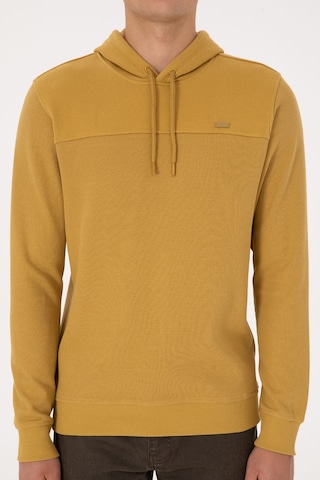 U.S. Polo Assn. Erkek Regular Fit Kapüşonlu Petek Dokulu Hardal Sweatshirt 50315526-VR151