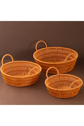 Porsima 304d 3 Lü Düzenleyici Hasır Sepet Seti Ekmeklik Sepet