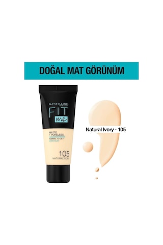 Maybelline New York Fondöten Fit Me Matte Poreless Foundation 105 Natural Ivory