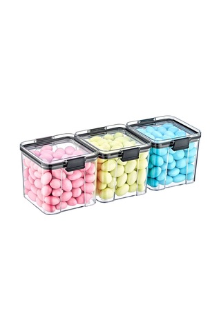 Saklama Kapları - 3'lü Set Orta 3 X 700 Ml - Ft-105 Antrasit Ve Seffaf