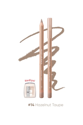 Kremsi Formüle Sahip Dudak Kalemi Ve Kalemtıraş Seti Clıo Velvet Lip Pencil Set 14 Hazelnut Taupe