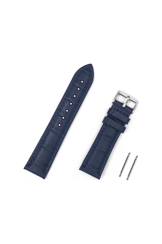 Lacivert Kroko Hakiki Deri Saat Kordonu Kayış 24mm