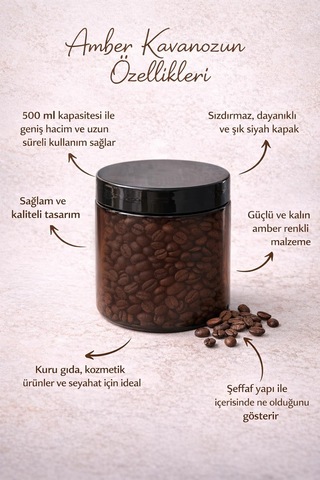 2 Adet Amber Kavanoz 500 Ml - Çok Amaçlı Saklama Kabı
