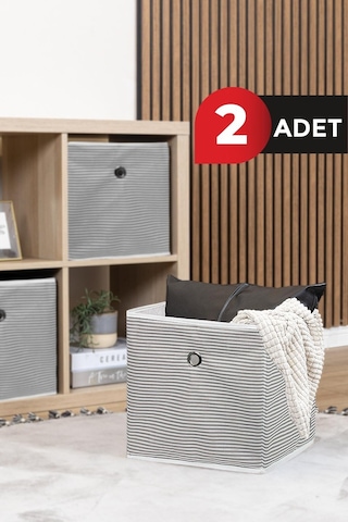 2 Adet Çok Amaçlı Raf Organizer Saklama Kutusu 30 X 30 X 3 Kumaş 30 X 30 Gri Tr Diğer